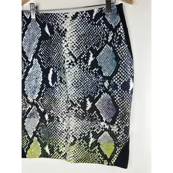 Diane Von Furstenberg Mae Mikado Python Snake Print Pencil Skirt Wool Silk Sz 8 - Picture 4 of 10